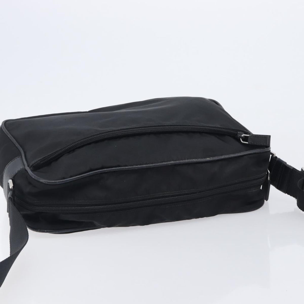 PRADA Shoulder Bag Nylon Black Silver Auth 213152