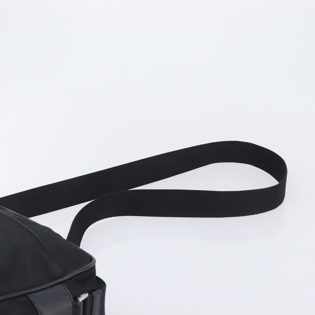 PRADA Shoulder Bag Nylon Black Silver Auth 213152