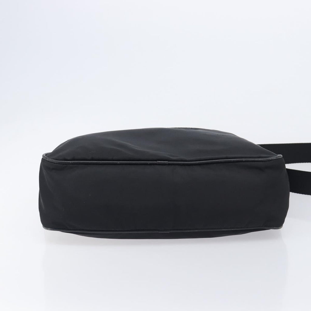 PRADA Shoulder Bag Nylon Black Silver Auth 213152