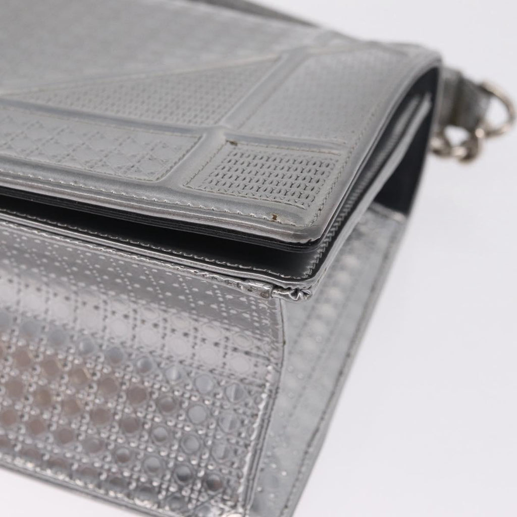 Christian Dior Diorama Chain Shoulder Bag Patent leather Silver Auth 213155V