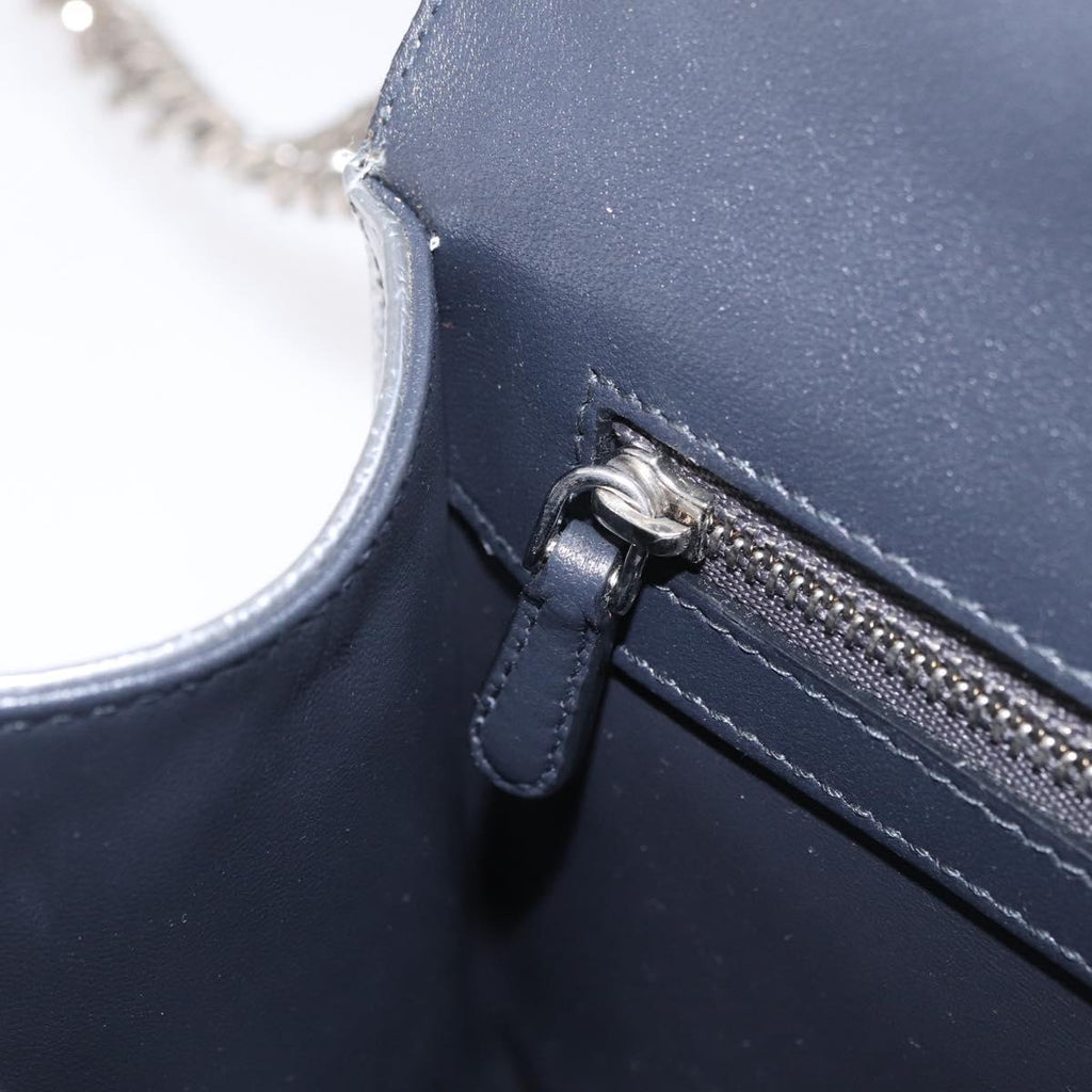 Christian Dior Diorama Chain Shoulder Bag Patent leather Silver Auth 213155V