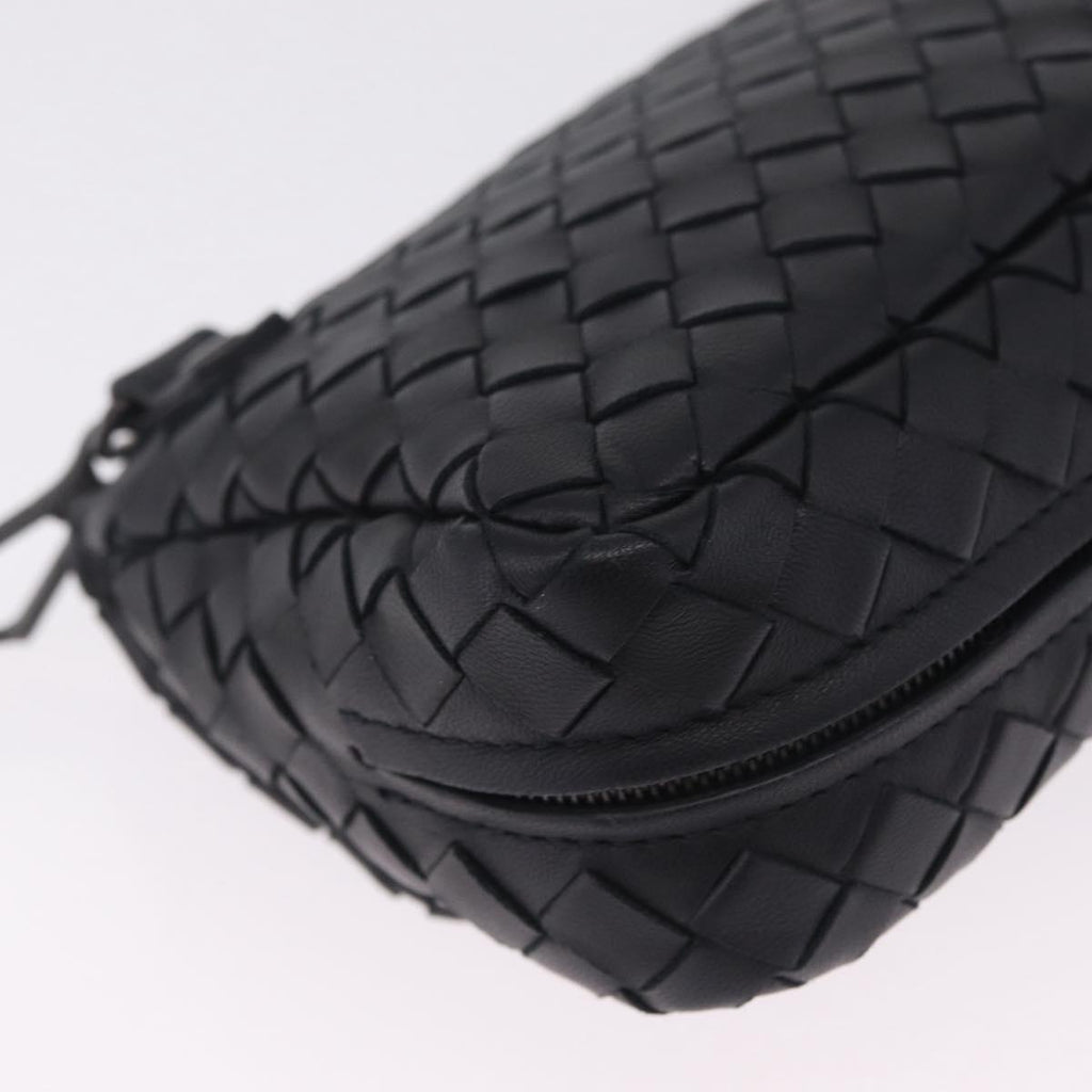 Bottega Veneta INTRECCIATO Chain Shoulder Bag Leather Black Auth 213156M