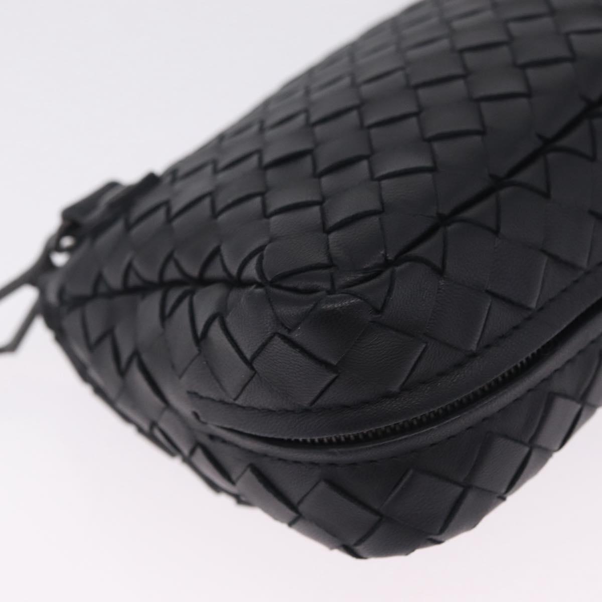 Bottega Veneta INTRECCIATO Chain Shoulder Bag Leather Black Auth 213156M