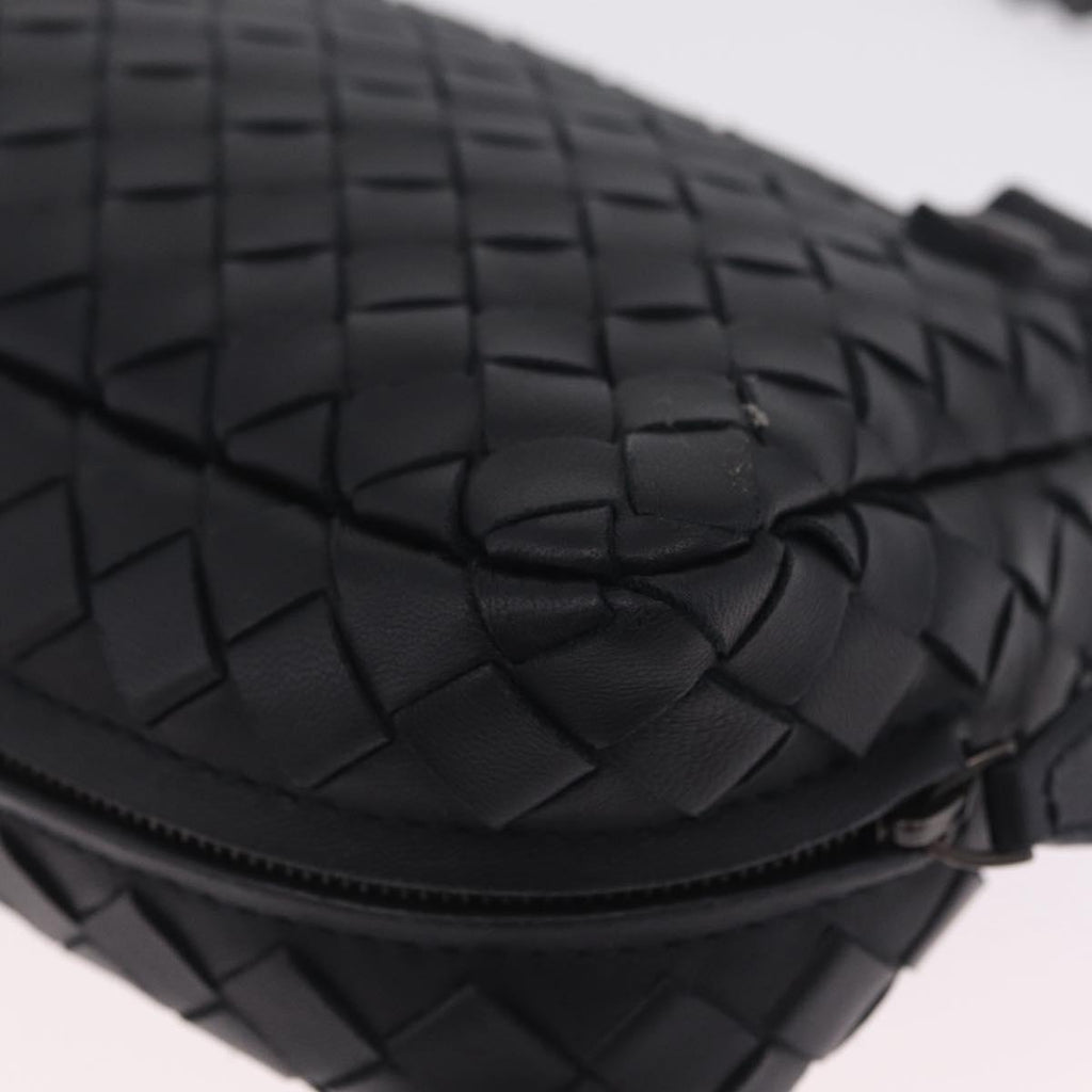 Bottega Veneta INTRECCIATO Chain Shoulder Bag Leather Black Auth 213156M