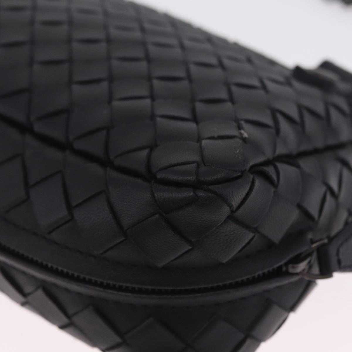 Bottega Veneta INTRECCIATO Chain Shoulder Bag Leather Black Auth 213156M