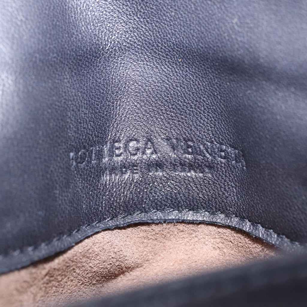 Bottega Veneta INTRECCIATO Chain Shoulder Bag Leather Black Auth 213156M