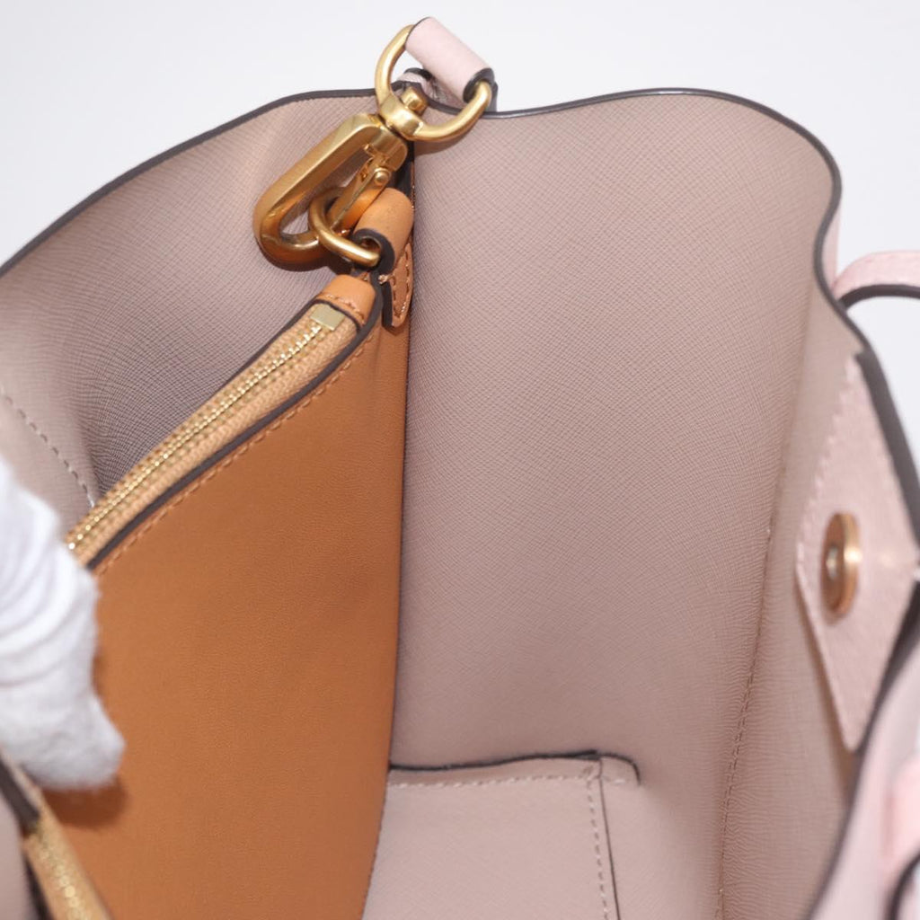 Tory Burch Perry Small Triple Compartment Bag Leather 2way Pink Auth 213162A