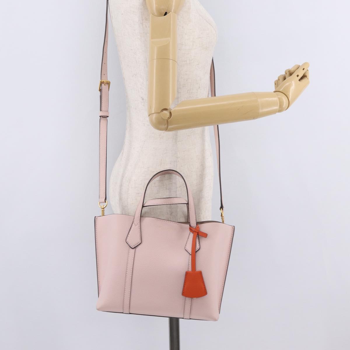 Tory Burch Perry Small Triple Compartment Bag Leather 2way Pink Auth 213162A