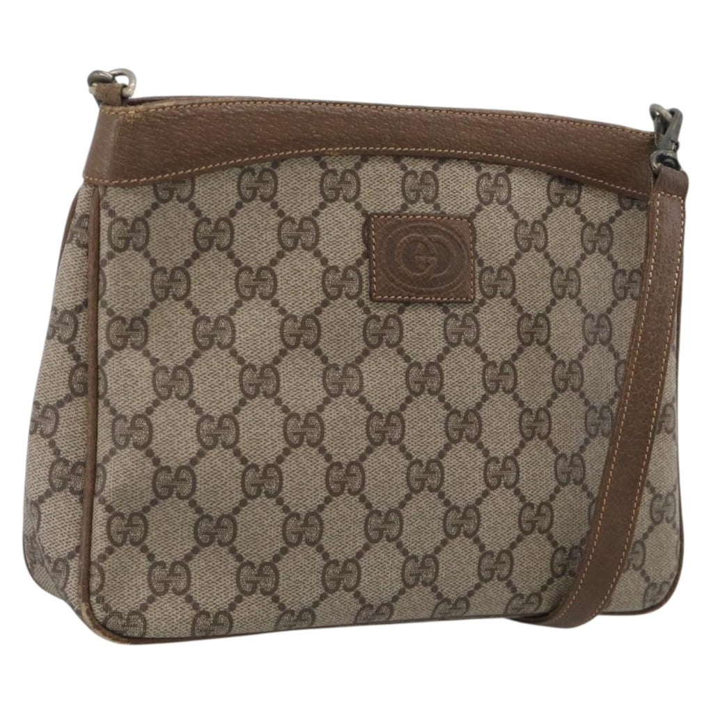 GUCCI GG Supreme Shoulder Bag PVC Beige Auth 213165