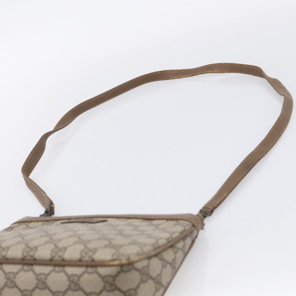 GUCCI GG Supreme Shoulder Bag PVC Beige Auth 213165