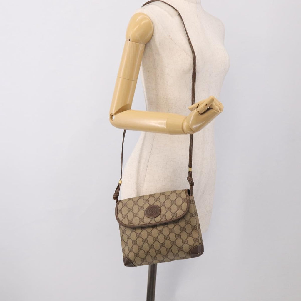 GUCCI GG Supreme Shoulder Bag PVC Beige Gold 007 123 0087 Auth 213180