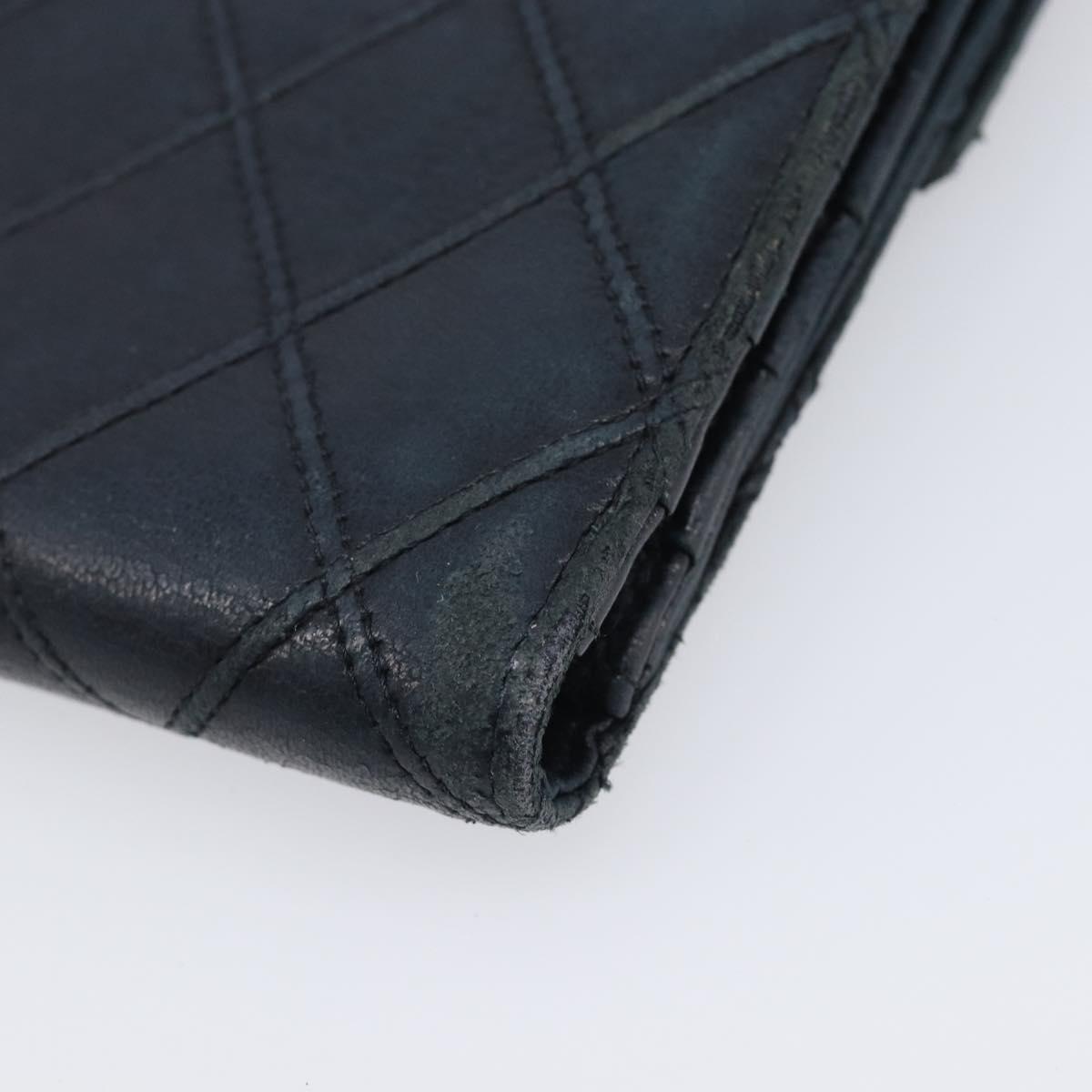 CHANEL Bicolore Wallet Leather Black Gold CC Auth 213366