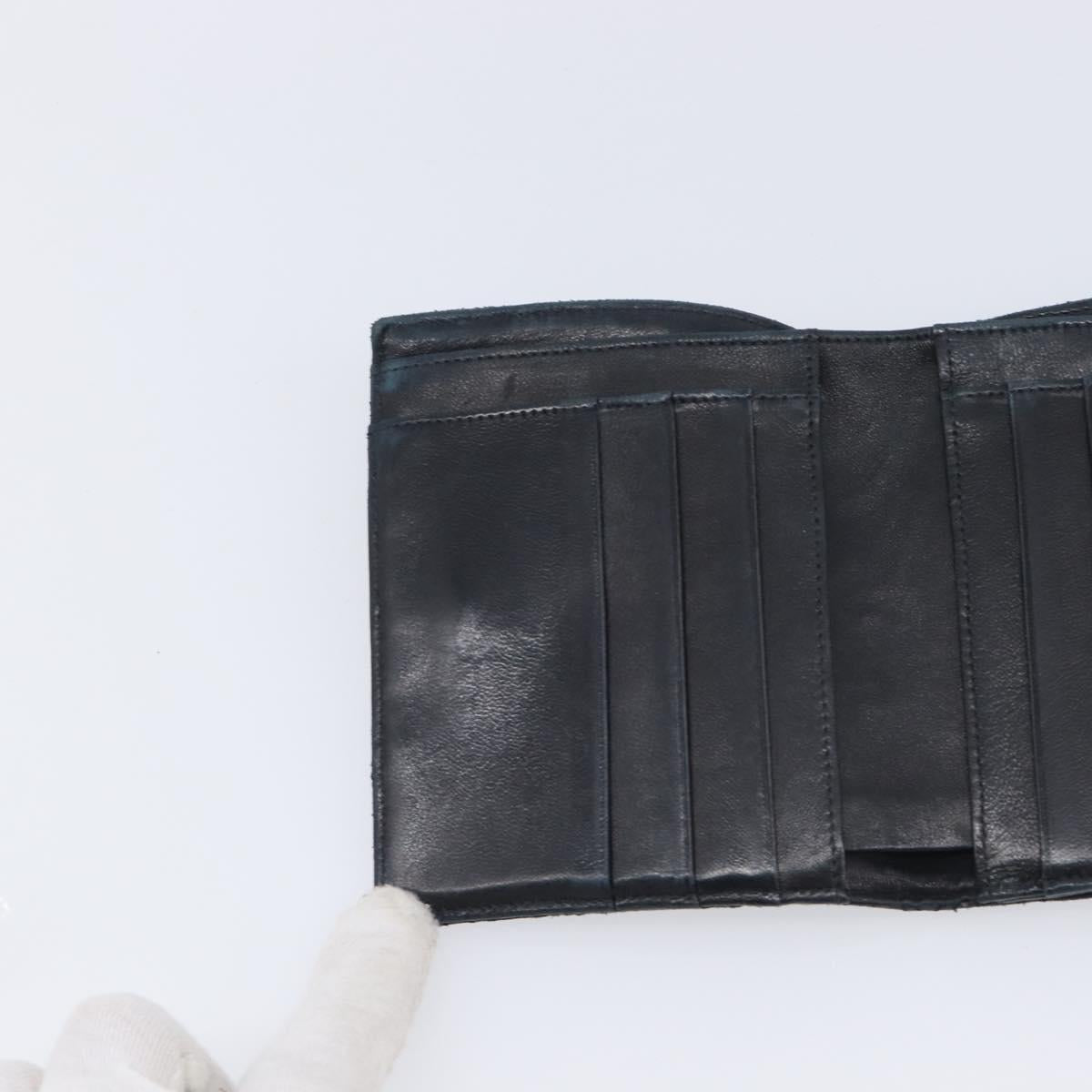 CHANEL Bicolore Wallet Leather Black Gold CC Auth 213366