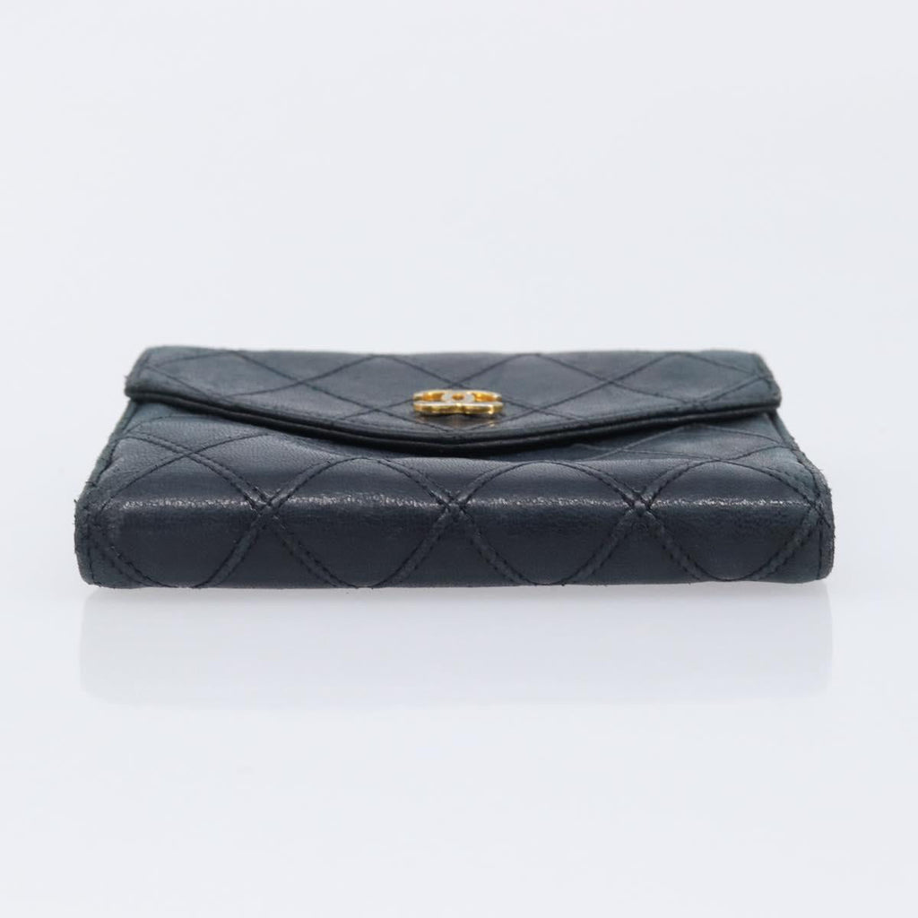 CHANEL Bicolore Wallet Leather Black Gold CC Auth 213366