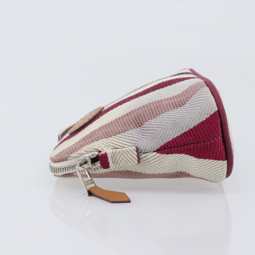 HERMES Bolide Pouch Canvas Beige Silver Auth 213387
