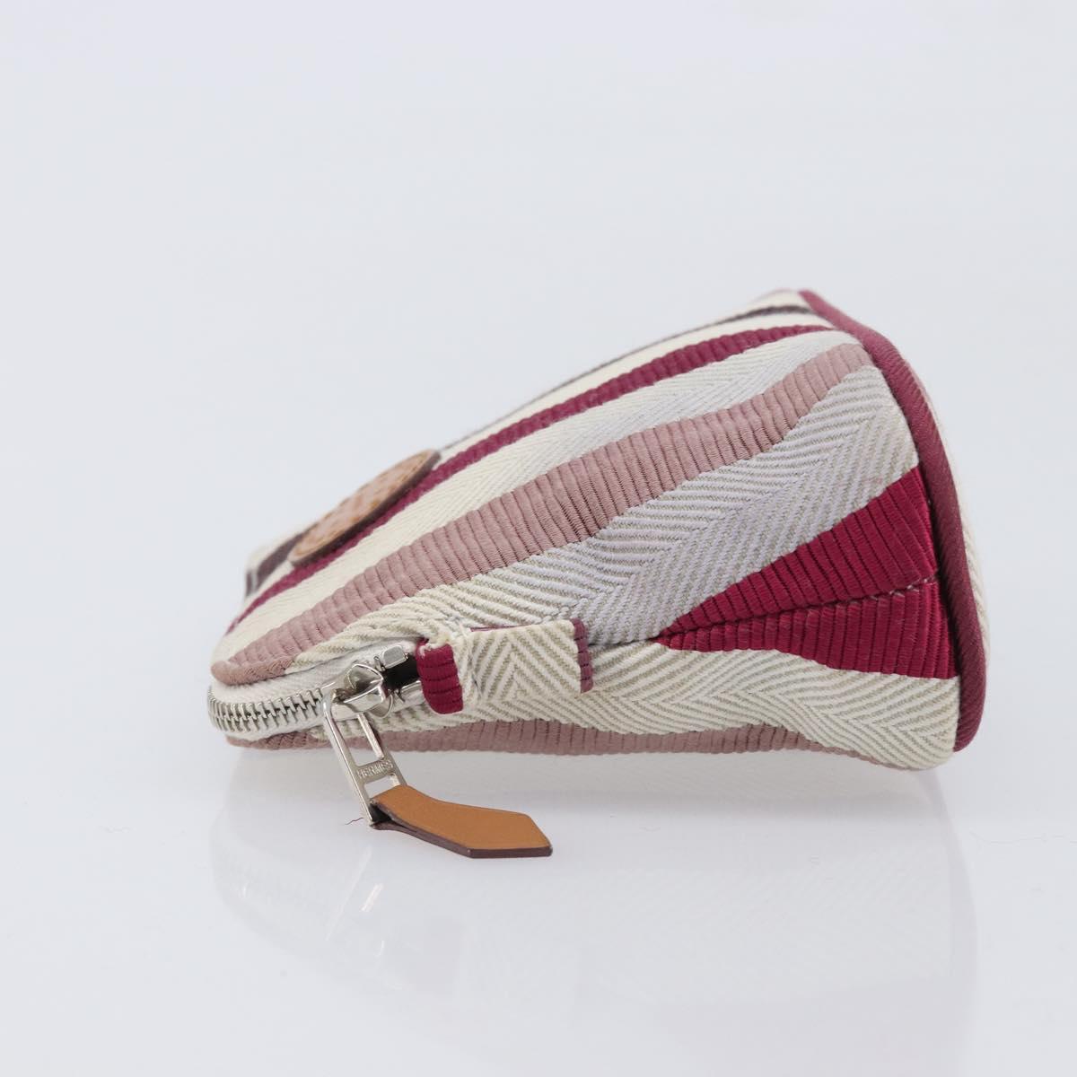 HERMES Bolide Pouch Canvas Beige Silver Auth 213387