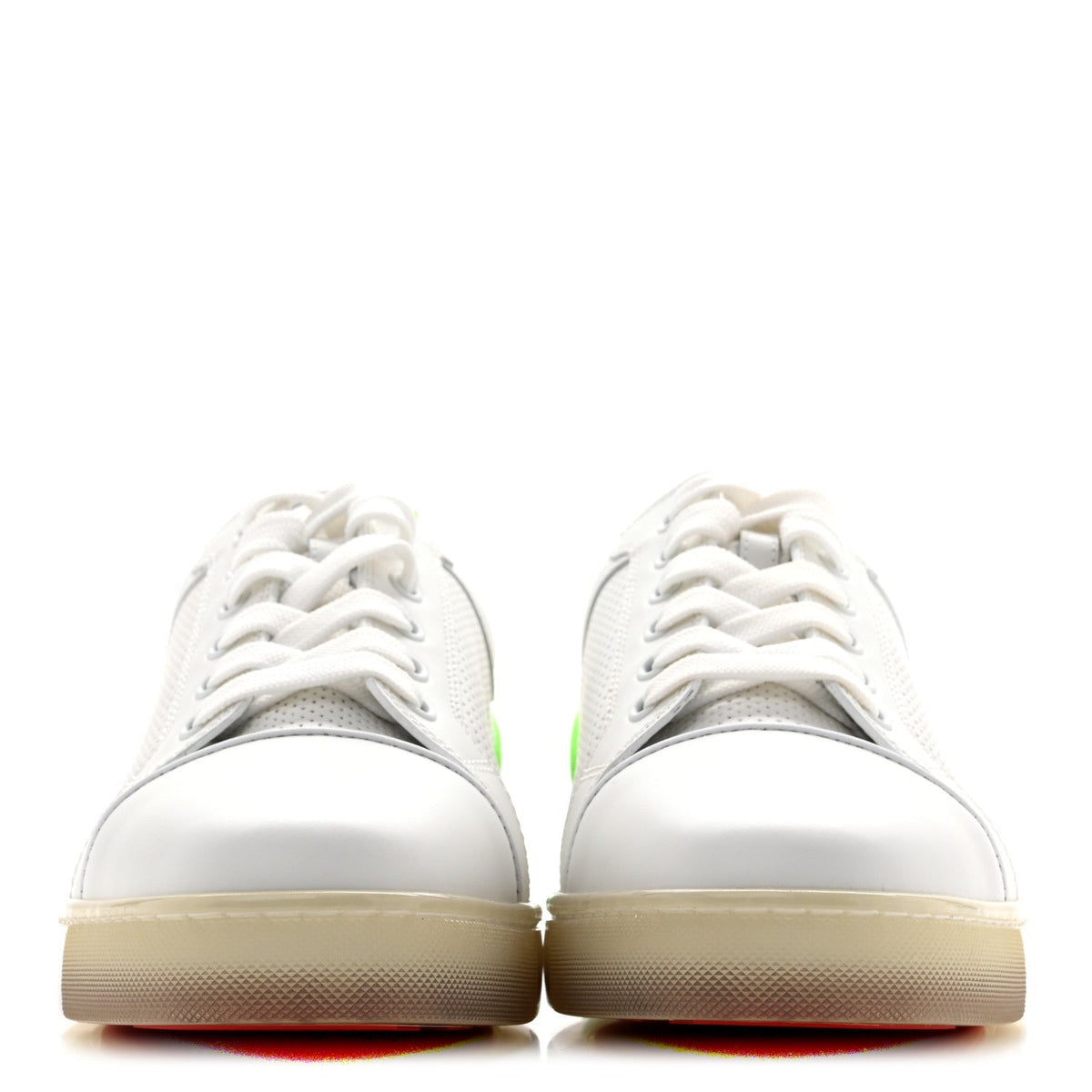 Calfskin Perforated Mens Fun Louis Junior Flat Sneakers  41.5 White Fluo Green
