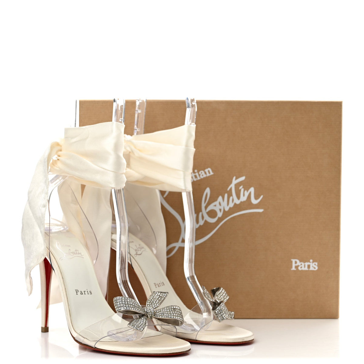Satin Crystal PVC Astrinodo 100 Sandals 39 Ivory
