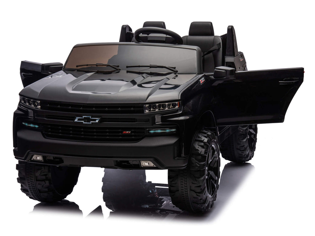 24V Chevrolet Silverado Ride on Truck for Kids with 2 Seats and Remote - Black