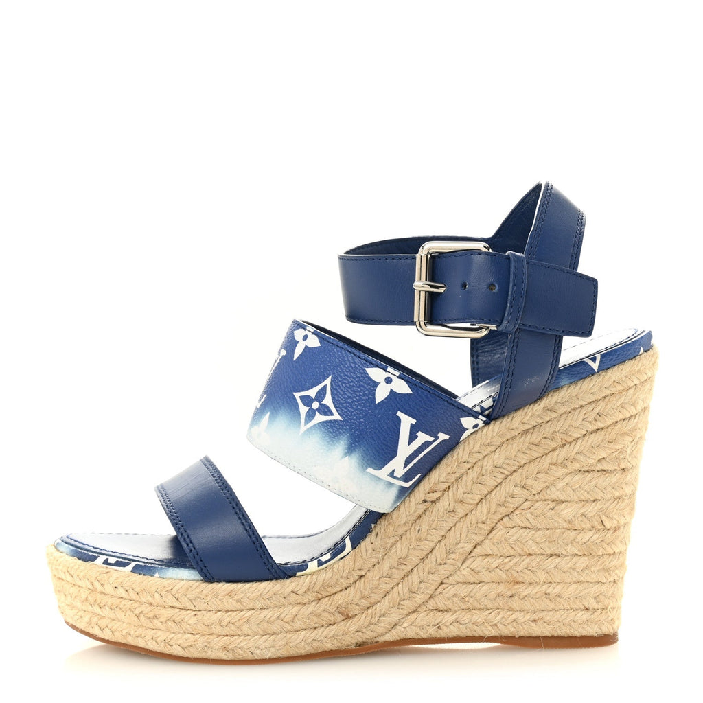 Monogram Escale Starboard Wedge Sandal 40 Blue