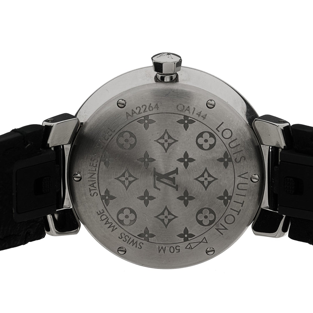 Stainless Steel Epi Diamond 33mm Tambour Slim Quartz Watch Black