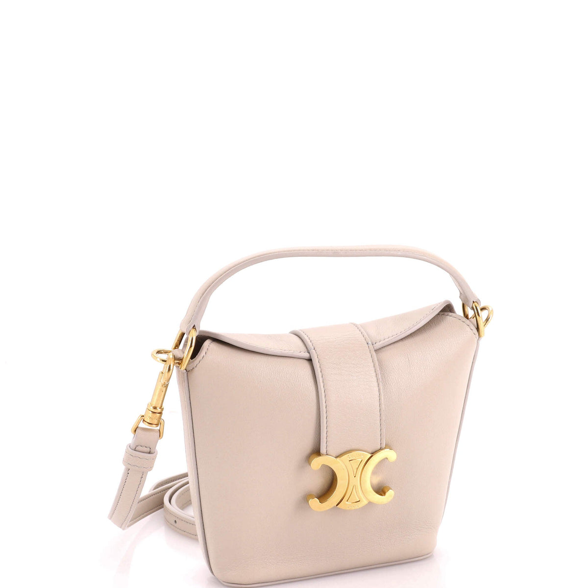 Triomphe Top Handle Slim Bucket Bag Leather Mini