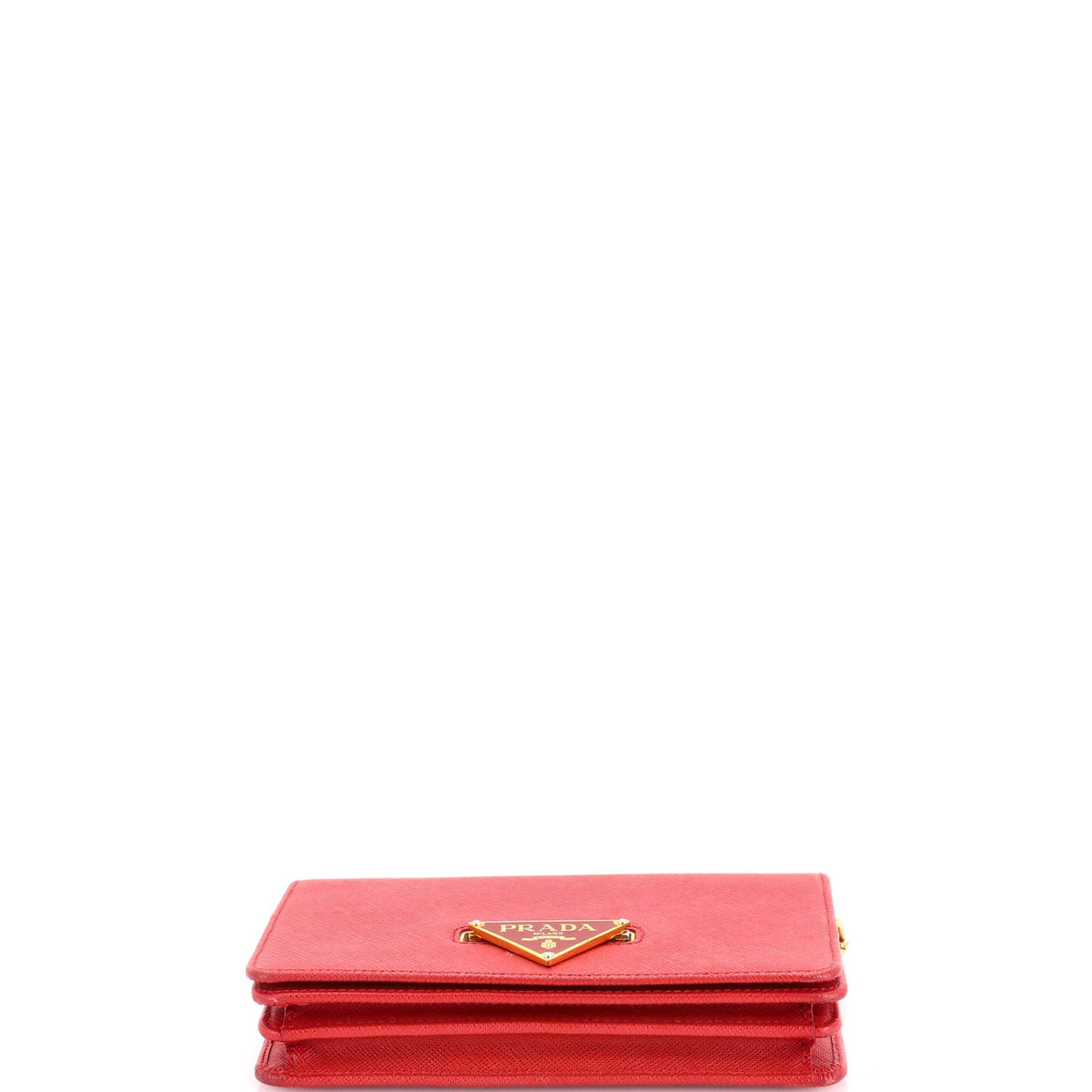 Flip Lock Wallet on Chain Clutch Saffiano Leather Small