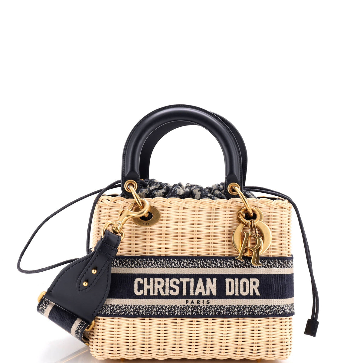 Lady Dior Bag Wicker and Oblique Canvas Medium