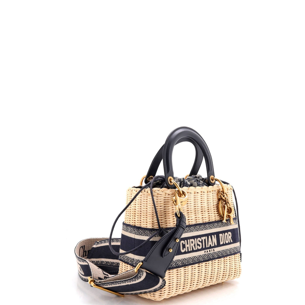 Lady Dior Bag Wicker and Oblique Canvas Medium