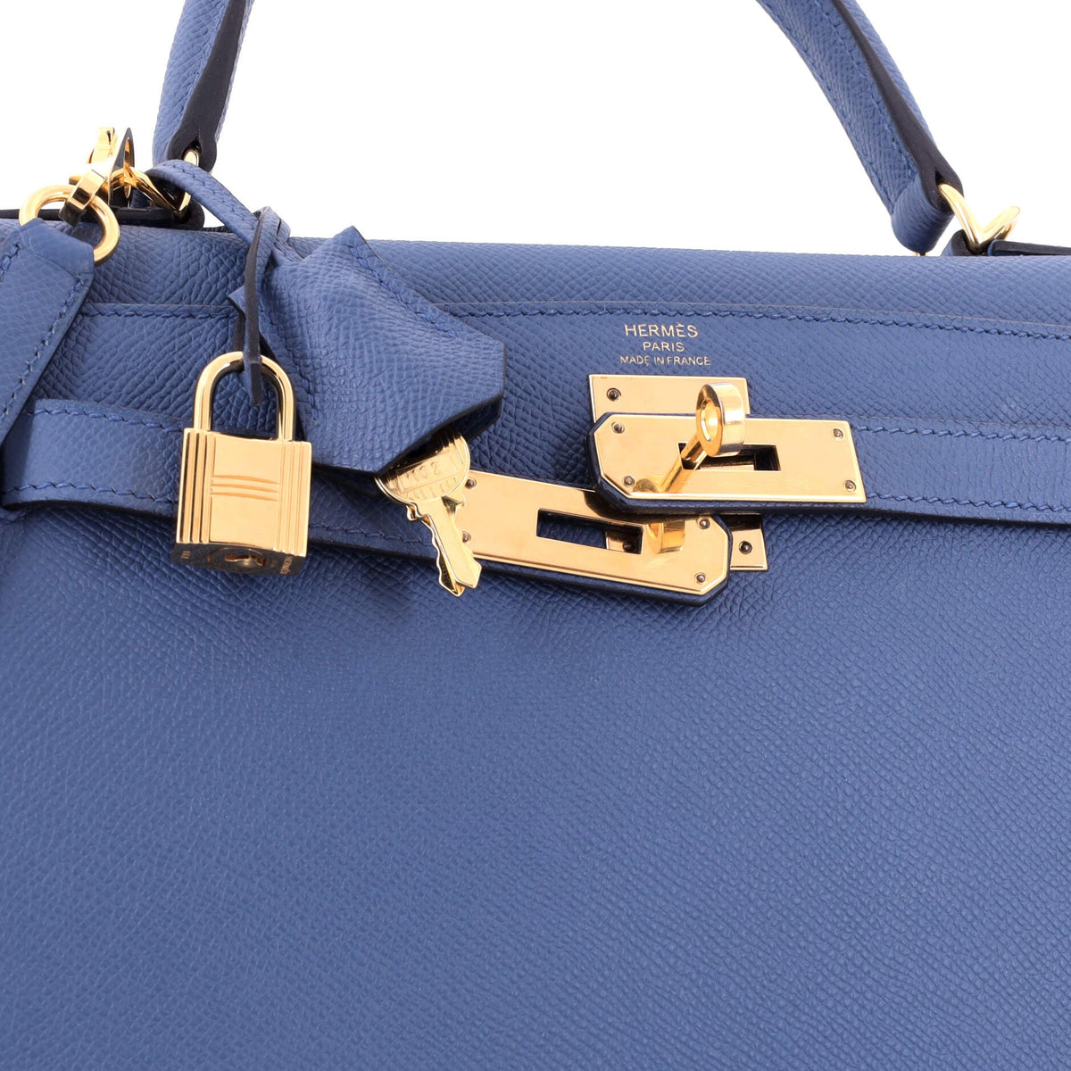 Kelly Handbag Bleu Agate Epsom with Gold Hardware 28