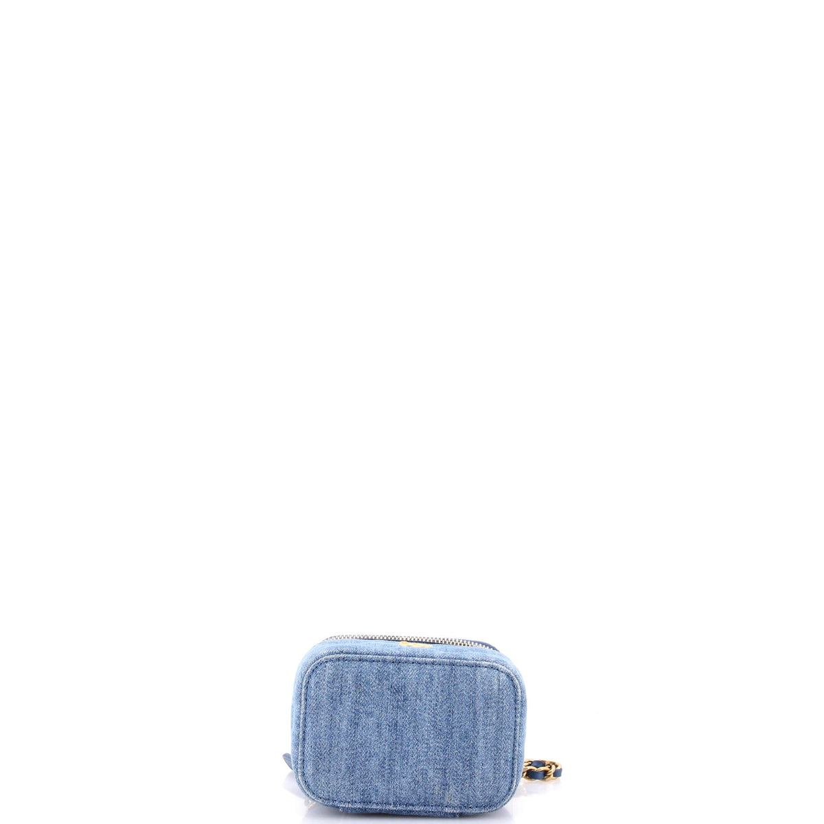 Pearl Crush Vanity Case with Chain Quilted Denim Mini
