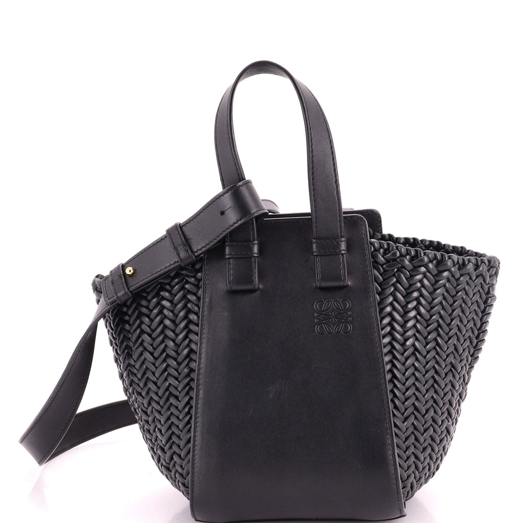 Hammock Bag Leather with Woven Detail Compact