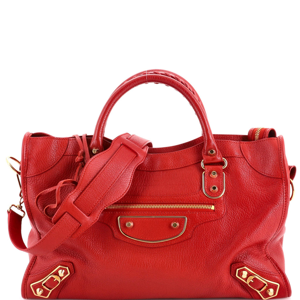 City Classic Metallic Edge Bag Leather Medium