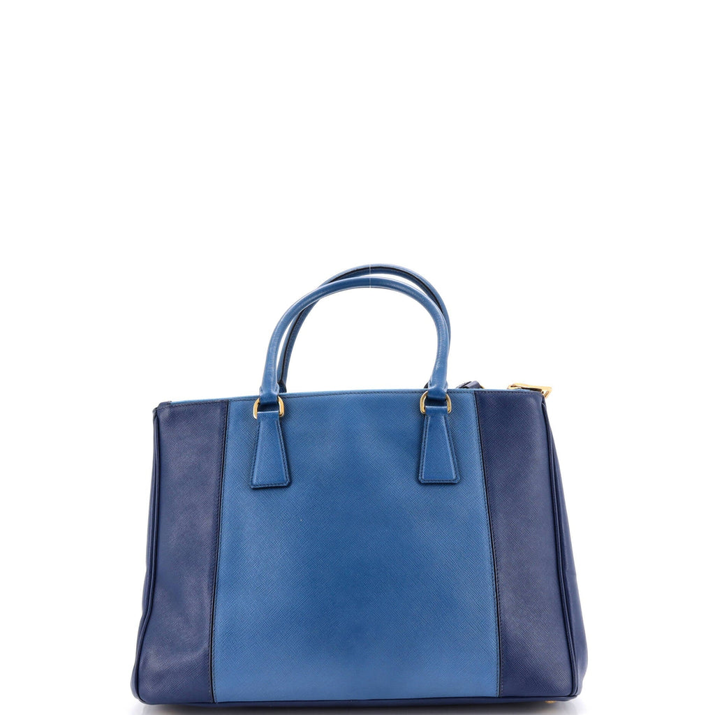 Bicolor Double Zip Lux Tote Saffiano Leather Medium