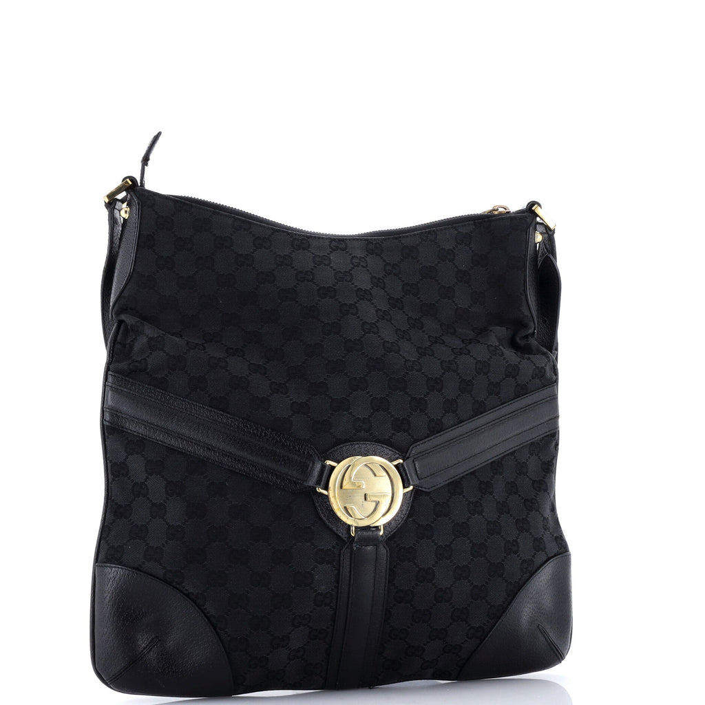 Reins Zip Messenger GG Canvas with Leather Large