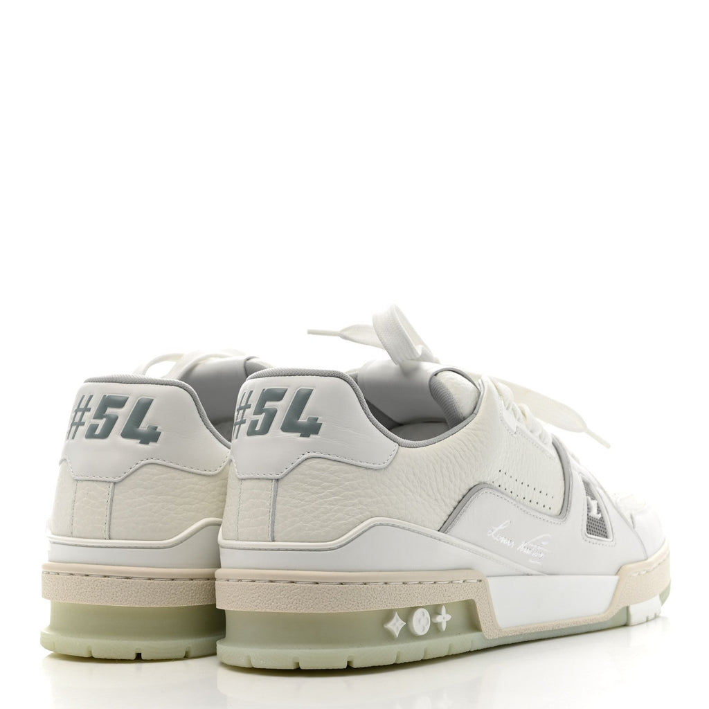 Calfskin Mens LV Trainer Sneakers 9 White