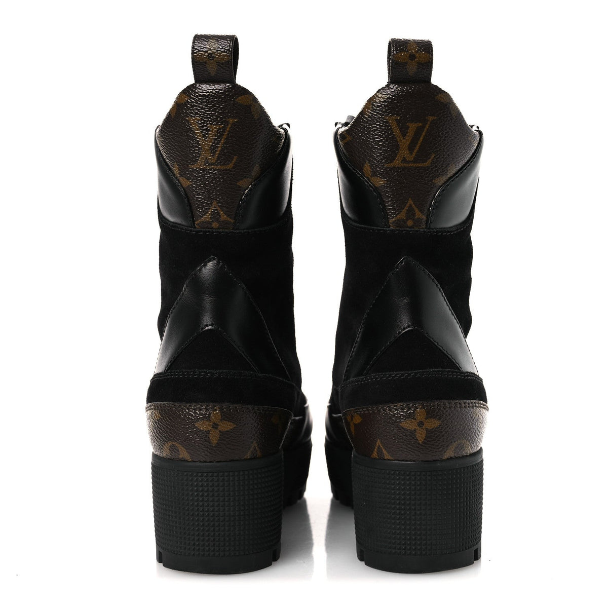 Suede Calfskin Monogram Laureate Platform Desert Boots 36 Black