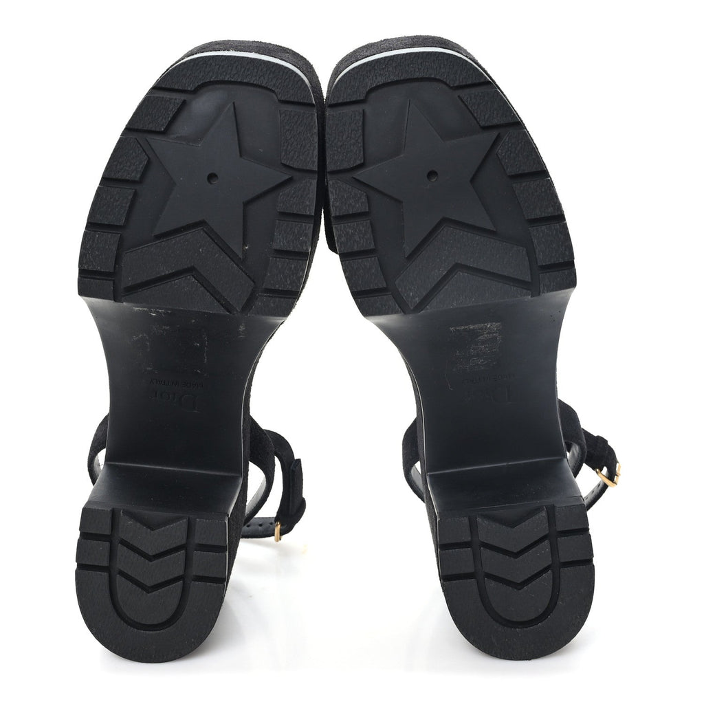Calfskin Suede Dway Platform Sandals 37 Black