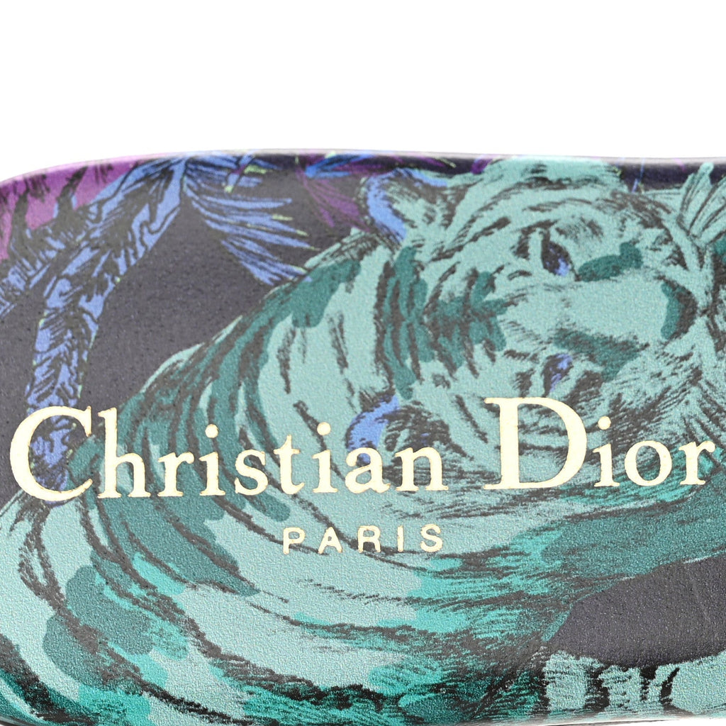 Canvas Toile de Jouy Voyage Embroidered Dway Flat Slide Sandals 36.5 Purple Multicolor