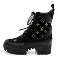 Velvet Calfskin Monogram Laureate Platform Desert Boots 40 Black White