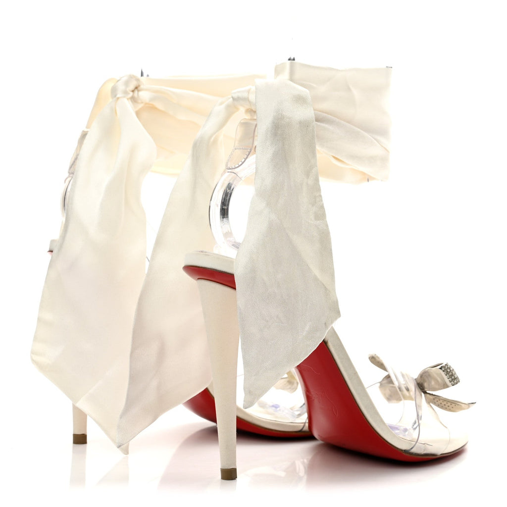 Satin Crystal PVC Astrinodo 100 Sandals 39 Ivory
