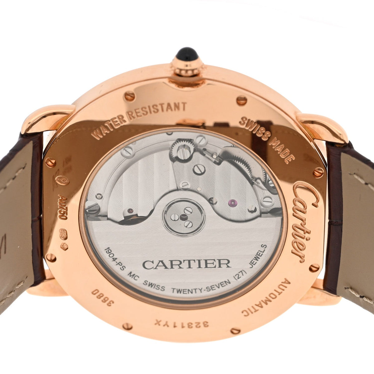 18K Pink Gold Alligator 40mm Ronde Louis Automatic Watch Brown