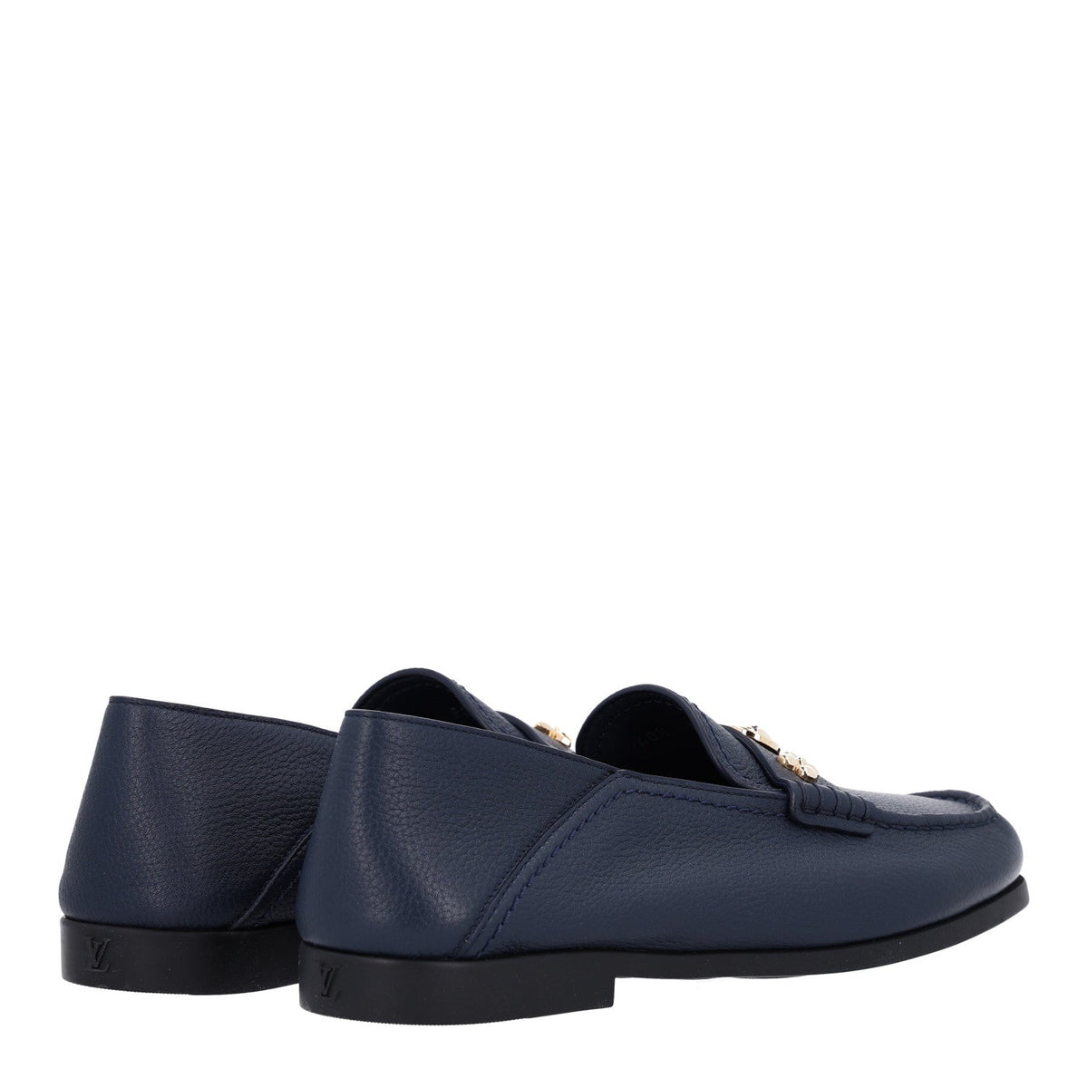 Grained Calfskin Ivy Loafers 40.5 Navy Blue