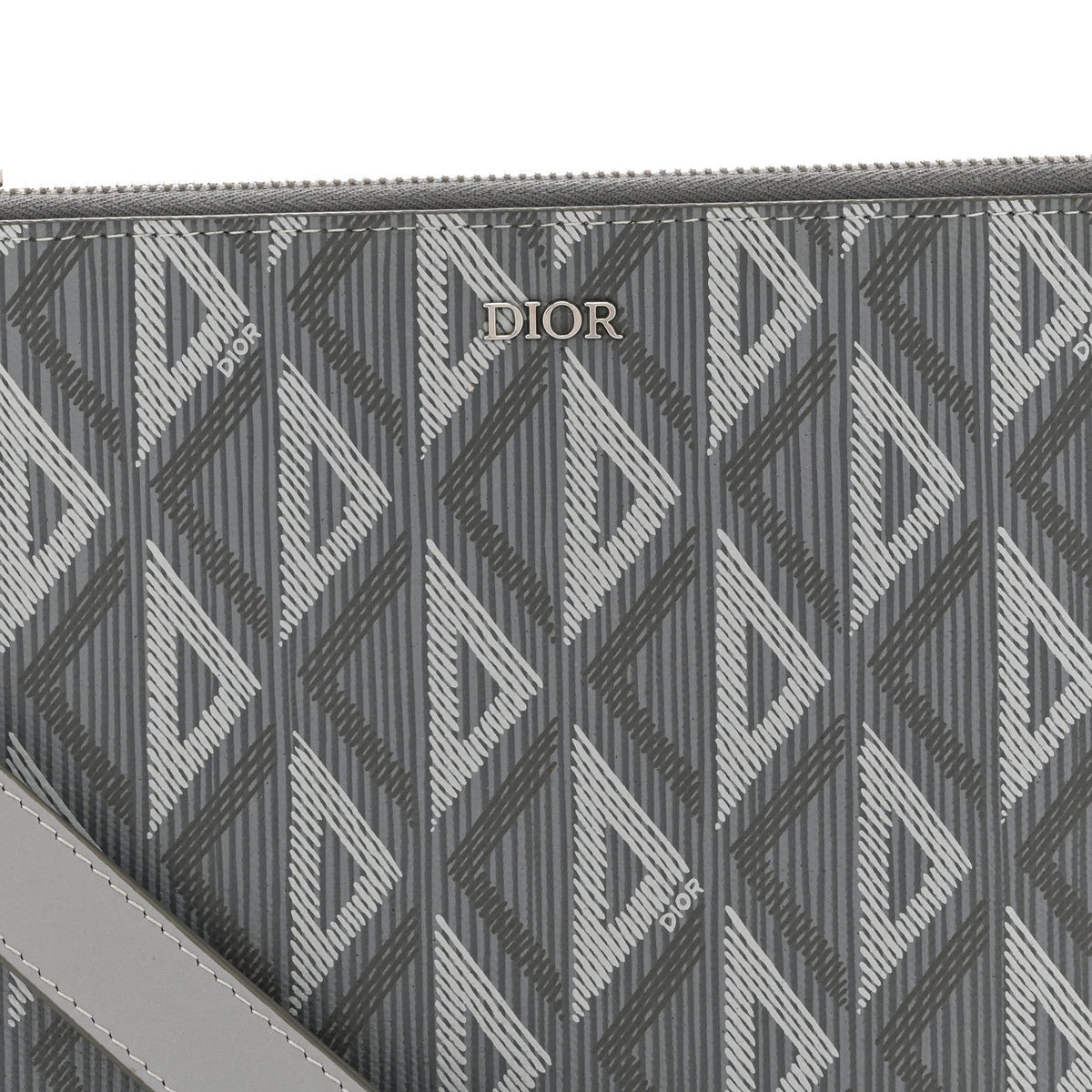 Coated Canvas CD Diamond Pouch Grey