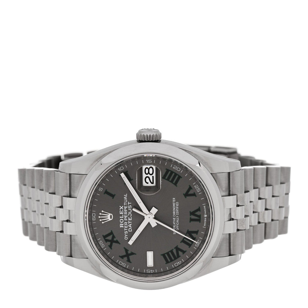 Stainless Steel 36mm Oyster Perpetual Wimbledon Datejust Watch Slate 126200