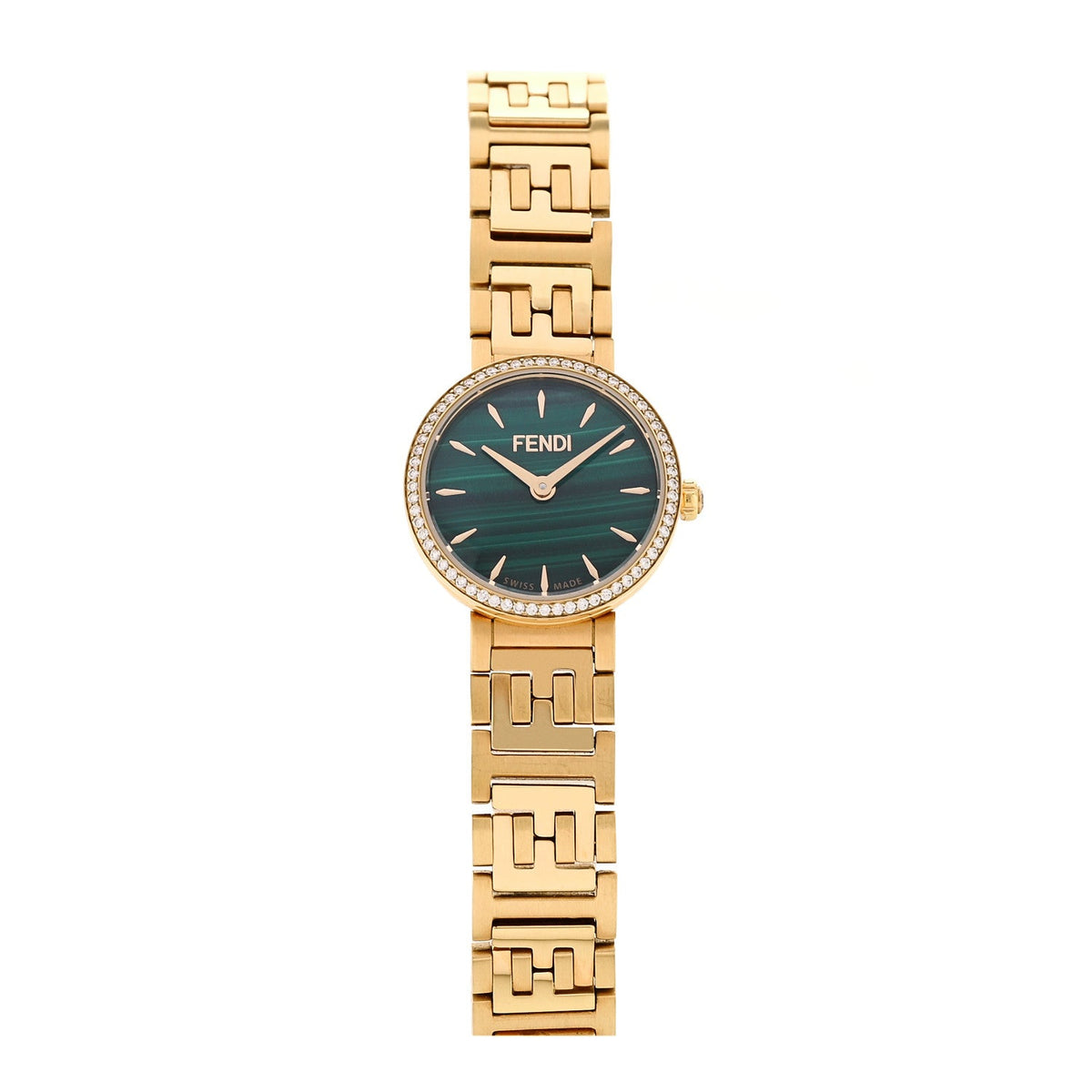 Stainless Steel Diamond Bezel Malachite 19mm Fendi Forever Quartz Watch