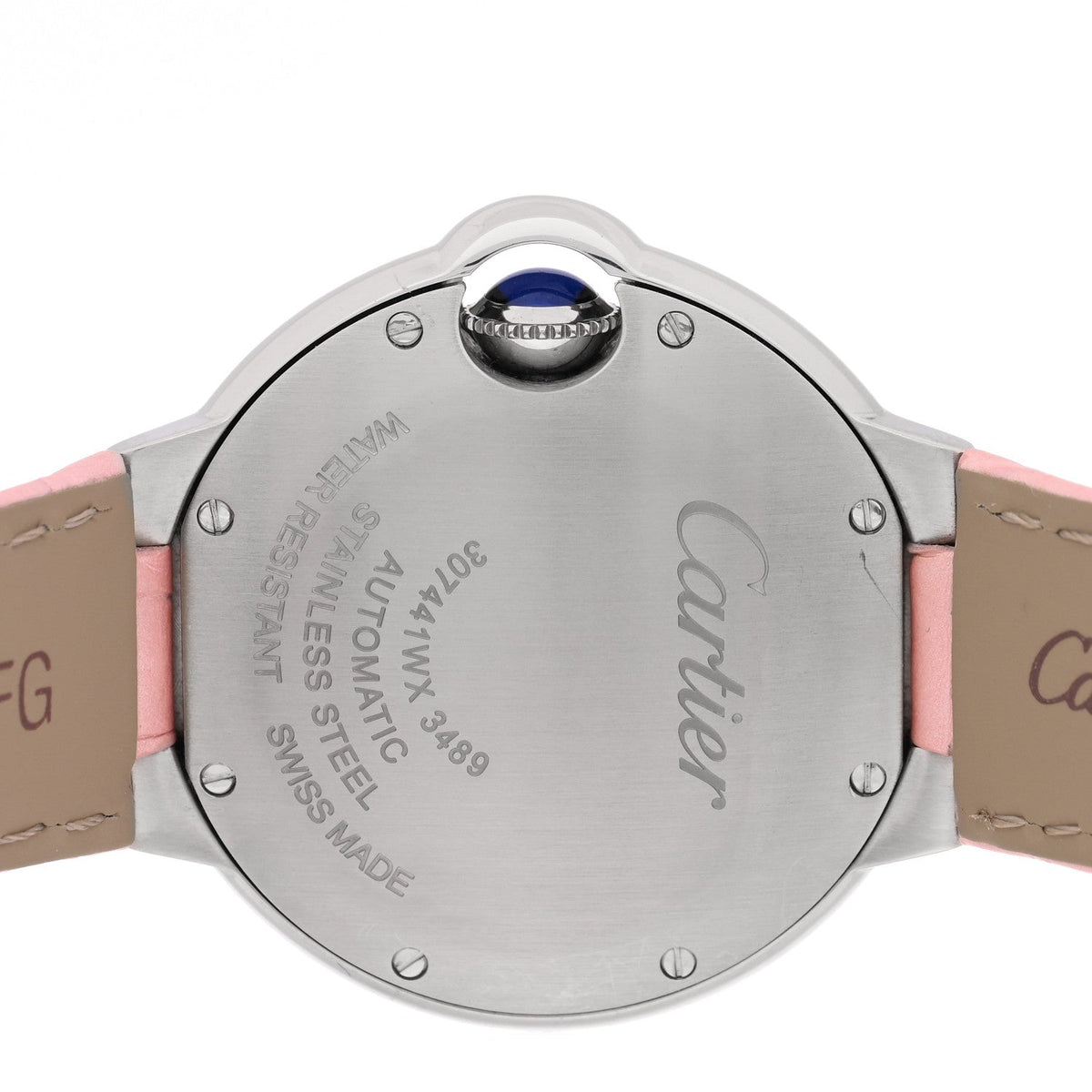 Stainless Steel Alligator 33mm Ballon Bleu De Cartier Automatic Watch Pink