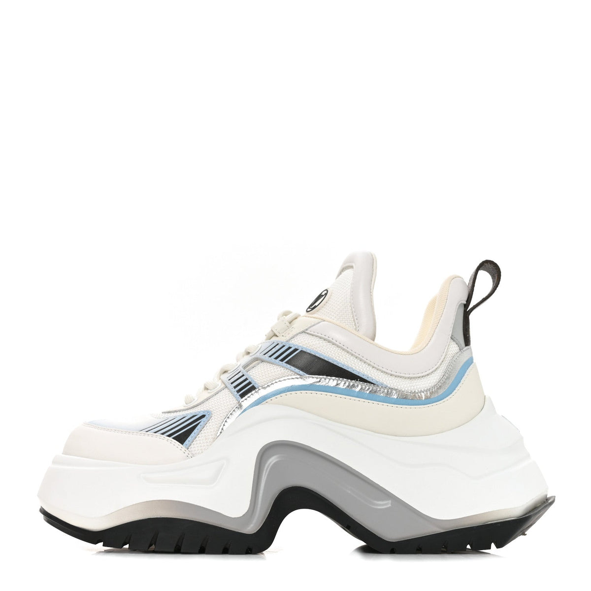 Calfskin Technical Nylon LV Archlight Sneakers 38 White Blue Gris
