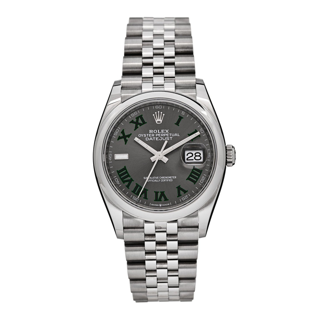 Stainless Steel 36mm Oyster Perpetual Wimbledon Datejust Watch Slate 126200