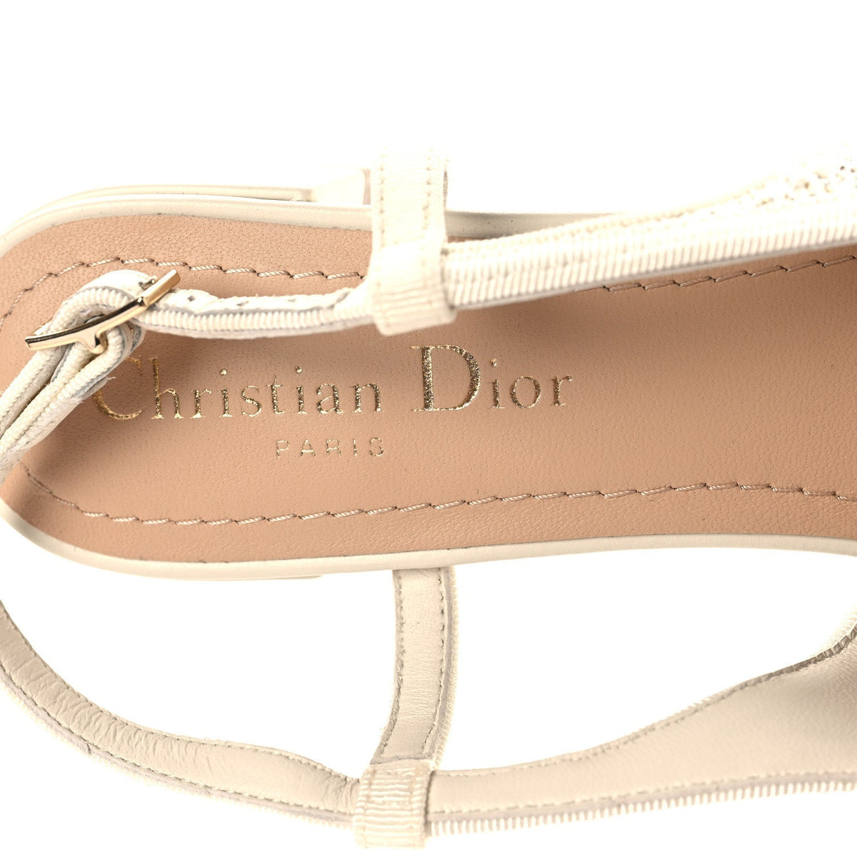 Tweed Cannage Slingback Ballet Pumps 39 White Gold